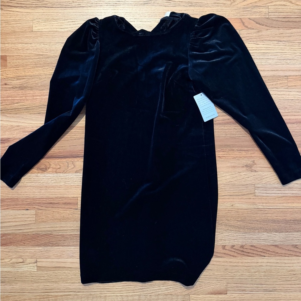 Black Velvet Puff Sleeve Mini Dress